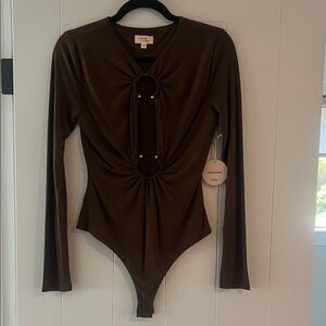 Reyes Bodysuit Camila Coelho Chocolate Long Sleeve Bodysuit NWT